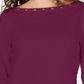 Karen Scott Women's Studded Boat Neck Cotton Top Purple Size -Petite S/M