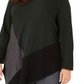 Alfani Women's Colorblocked Asymmetrical Top Black Size 1X