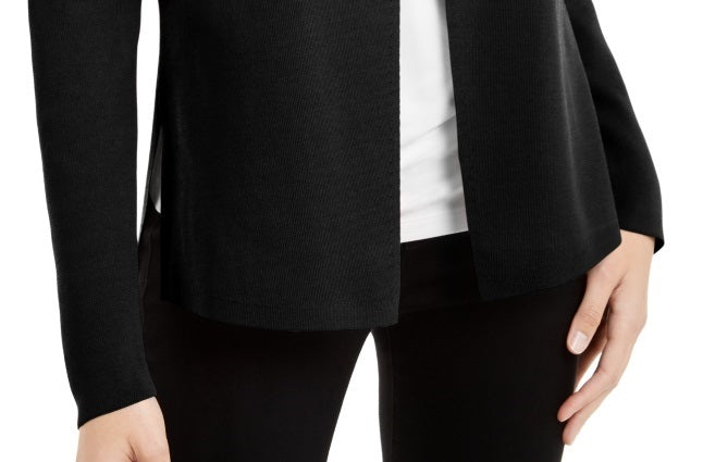 Alfani Women's Full Needle Sweater Coat Black Size Petite Small