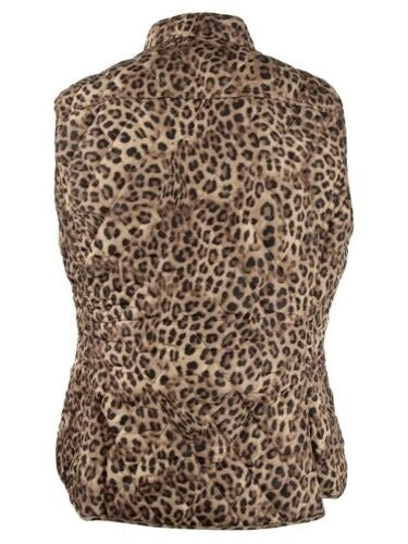 Charter Club Women's Printed Zip Front Vest Beige Size Petite Small