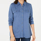 Karen Scott Women's Button Front Top Blue Size Small
