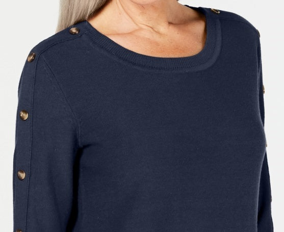 Karen Scott Women's 3/4 Sleeve Sweater Blue Size Small