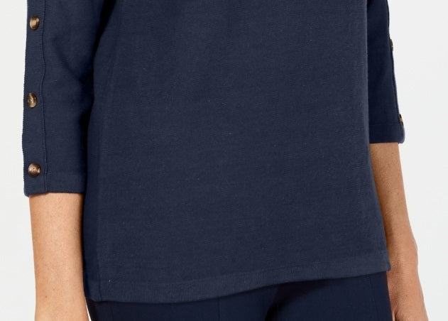 Karen Scott Women's 3/4 Sleeve Sweater Blue Size Small