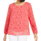 Alfani Women's Floral Print Pleat Sleeve Top Pink Size Petite XL