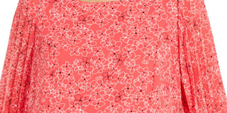Alfani Women's Floral Print Pleat Sleeve Top Pink Size Petite XL