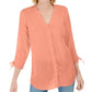 Charter Club Women's Gauzy Tie Sleeve Blouse Pink Size Medium