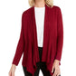 JM Collection Women's Ribbed Handkerchief Hem Cardigan Red Size Large