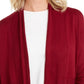 JM Collection Women's Ribbed Handkerchief Hem Cardigan Red Size Large