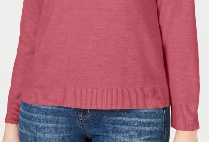 Karen Scott Women's Zip Back Mock Neck Sweater Pink Size X-Large