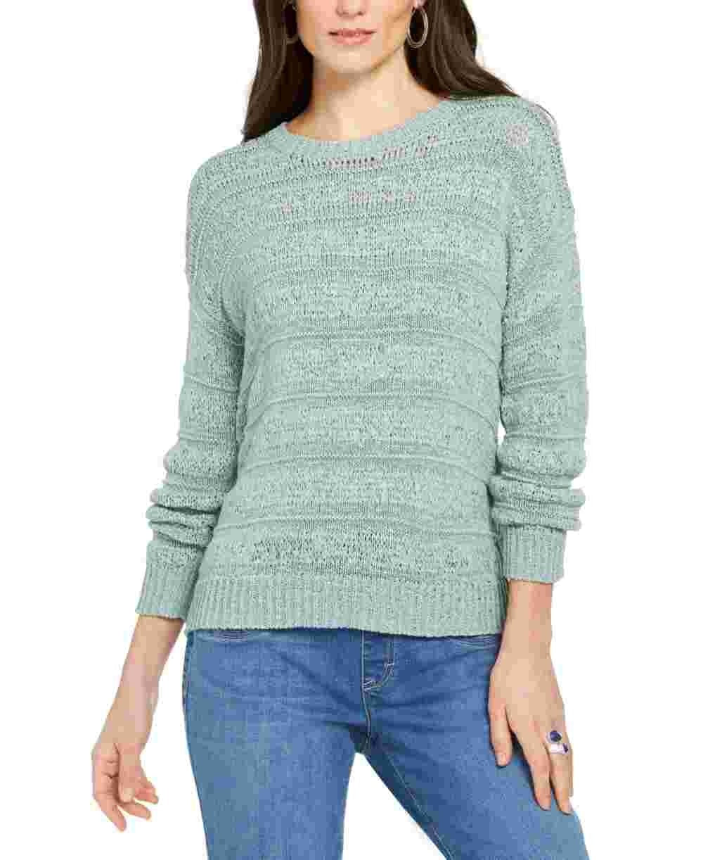 Style & Co Women's Tape Yarn Pullover Sweater Green Size Petite Smal