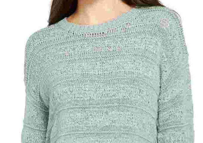Style & Co Women's Tape Yarn Pullover Sweater Green Size Petite Smal