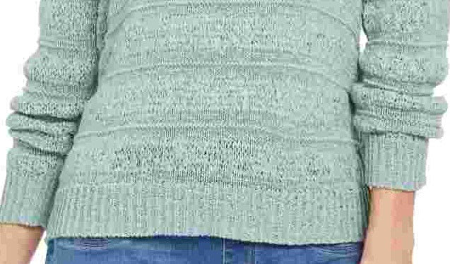 Style & Co Women's Tape Yarn Pullover Sweater Green Size Petite Smal