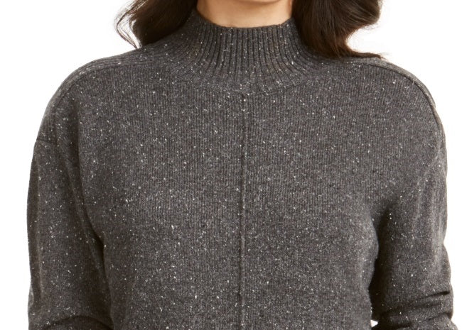 Karen Scott Women's Mock Neck Shimmer Sweater Gray Size Medium