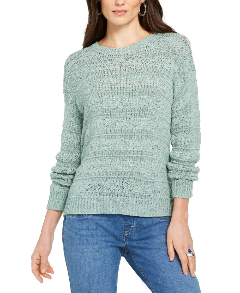 Style & Co Women's Tape Yarn Pullover Sweater Green Size Petite X-Small