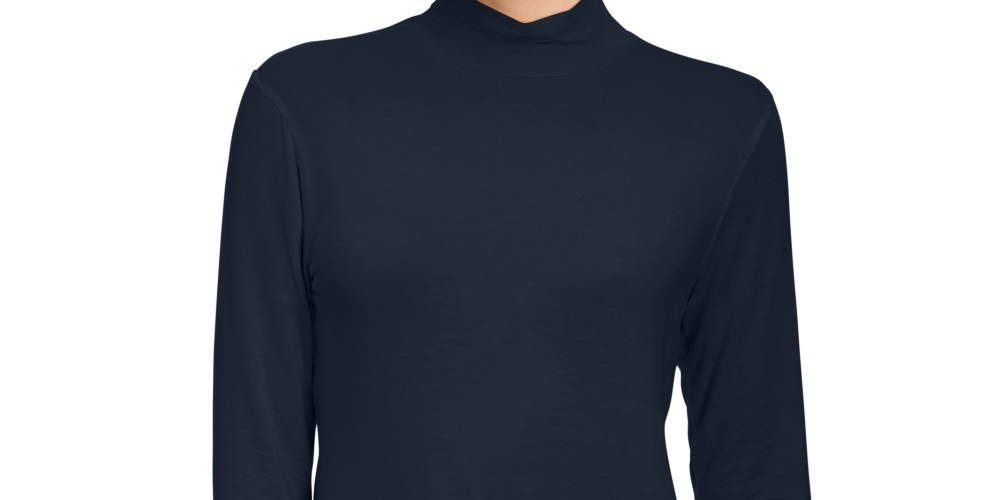 Style & Co Women's Mock Neck Top Blue Size Petite Medium