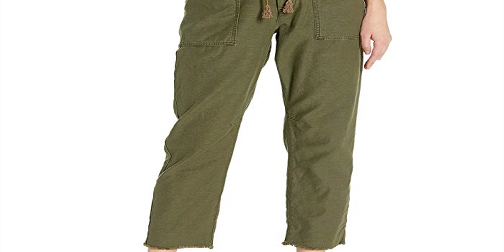 Free People Women's Pants Comfort Raw Ankle Chino Green Size Large