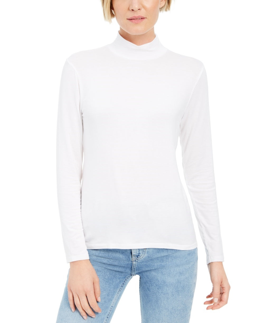 Style & Co Women's Mock Neck Top White Size Petite Large