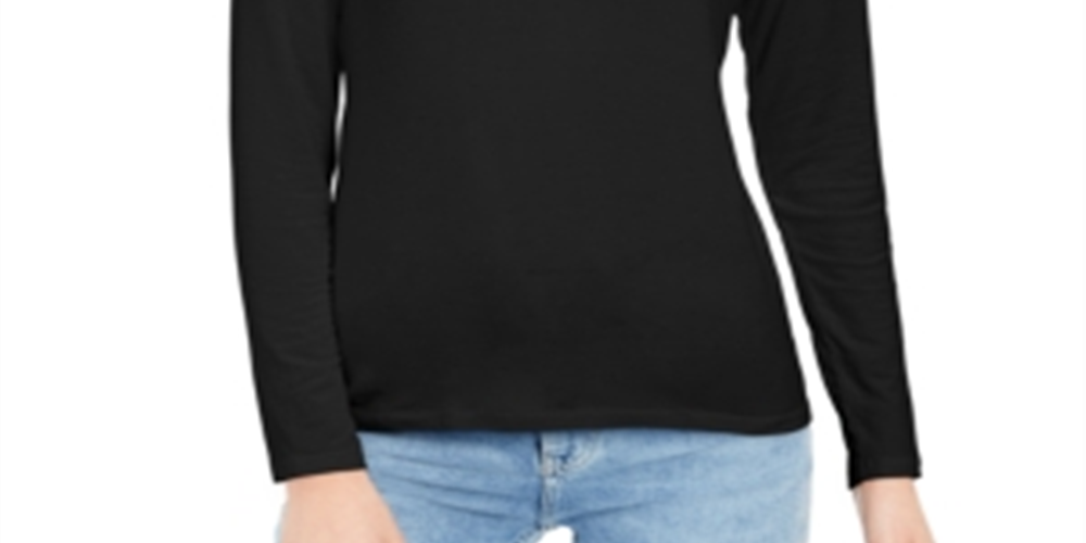 Style & Co Women's Mock Neck Top Black Size Petite M