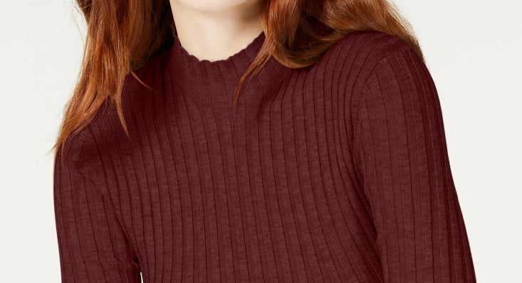 Hooked Up by IOT Women's Rib Knit Mock Turtleneck Sweater Red Size Large