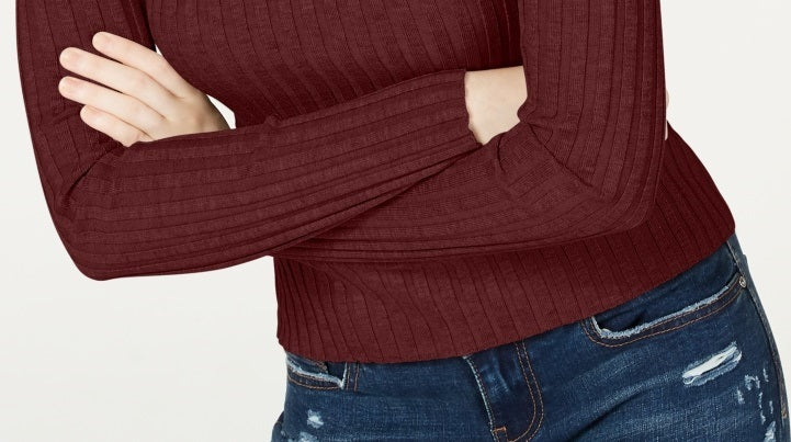 Hooked Up by IOT Women's Rib Knit Mock Turtleneck Sweater Red Size Large