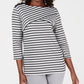 Karen Scott Women's Striped Crossover Top Gray Size Large
