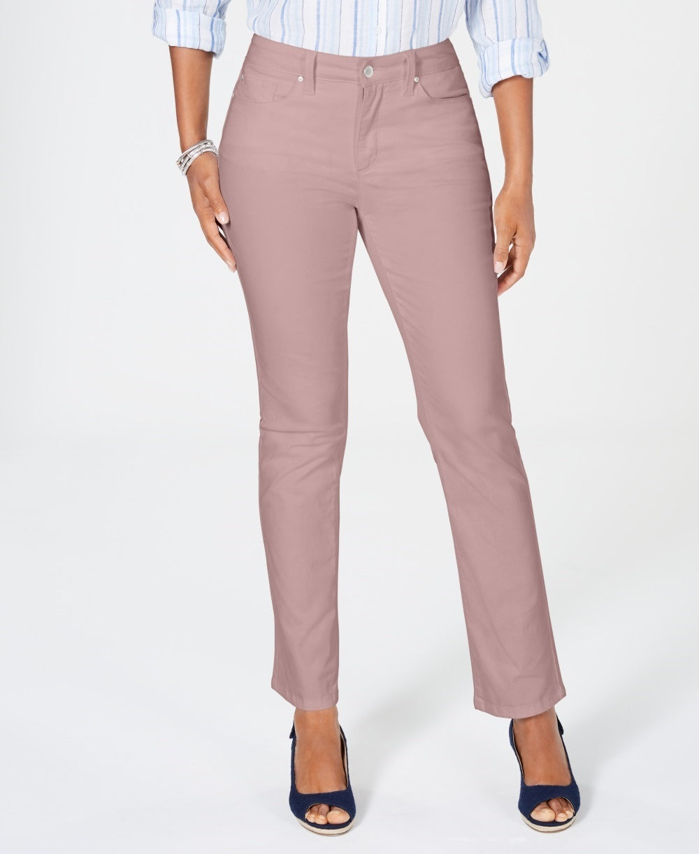 Charter Club Women's Lexington Straight Leg Jeans Pink Size 8 Petite