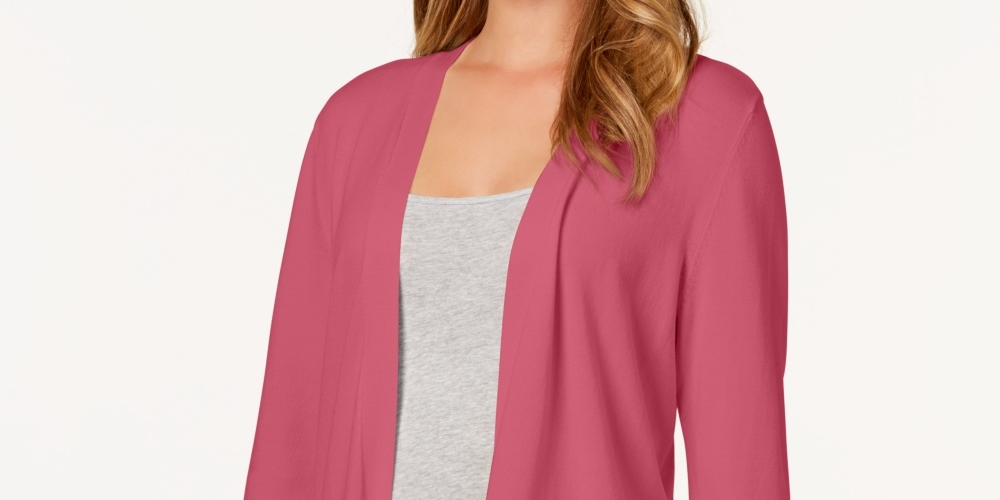 Charter Club Women's Open Front Cardigan Pink Size X-Small