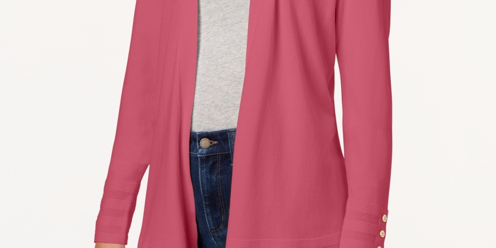 Charter Club Women's Open Front Cardigan Pink Size X-Small