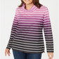 Karen Scott Women's Sport Striped Cowlneck Top Purple Size Large