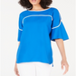 Alfani Women's Piped Flutter Sleeve Top Sea Blue Size Petite L