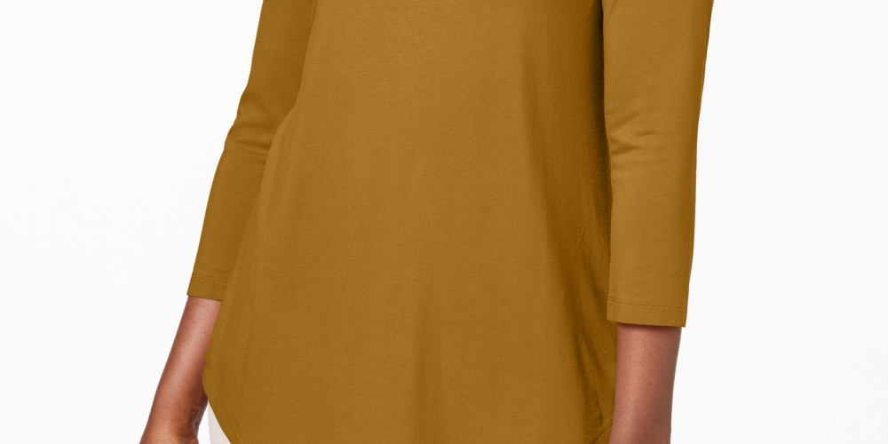 JM Collection Women's Scoop Neck Top Yellow Size X-Large