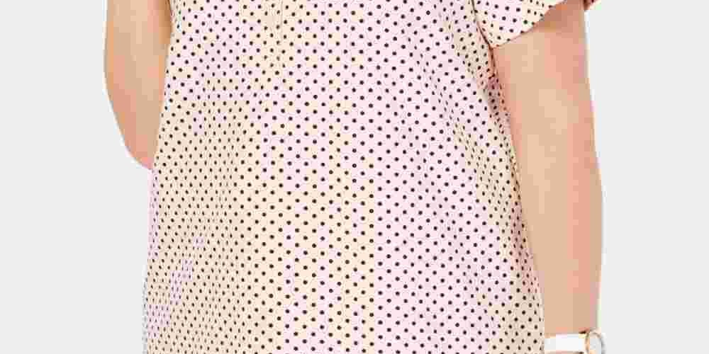 Tommy Hilfiger Women's Plus Size Dot Print Polo Top Pink Size 1X