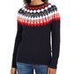 Tommy Hilfiger Women's Printed Long Sleeve Jewel Neck Sweater Blue Size Medium
