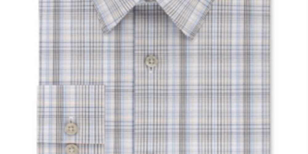 Calvin Klein Men's Plaid Dress Shirt Semi Fitted Brown Size 36-37
