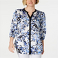 JM Collection Women's Printed & Solid Blouse Blue Size Petite XL