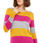 Maison Jules Women's Color Block Long Sleeve Jewel Neck T-Shirt Sweater Yellow Size X-Large
