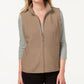 Karen Scott Women's Fleece Zip Front Vest Brown Size Petite Small