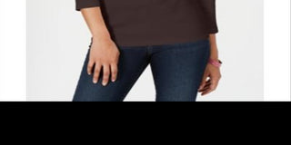 Karen Scott Women's Cotton Henley Top Chocolate Size X-Large
