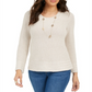 Style & Co Women's Mixed Stitch Sweater Oatmeal Size PP