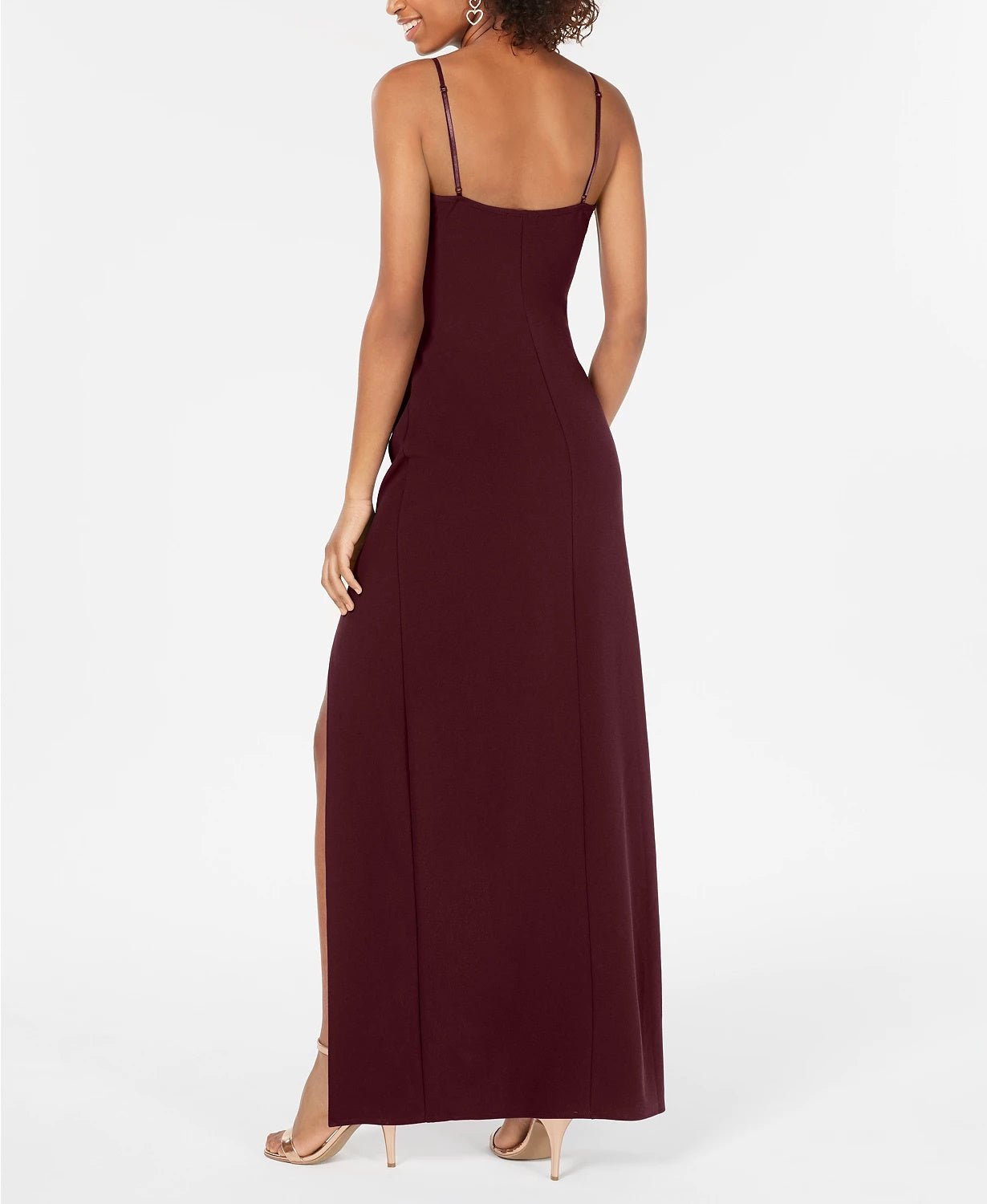 Emerald Sundae Junior's High Slit Gown Purple Size XX-Large