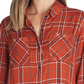Sanctuary Women's Plaid Long Sleeve Collared Button Up Top Size X-Large