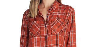 Sanctuary Women's Plaid Long Sleeve Collared Button Up Top Size X-Large