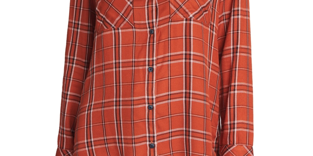 Sanctuary Women's Plaid Long Sleeve Collared Button Up Top Size X-Large