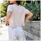 Free People Women's T-Shirt Light Pink Cropped Hi Lo Pink Size X-Small