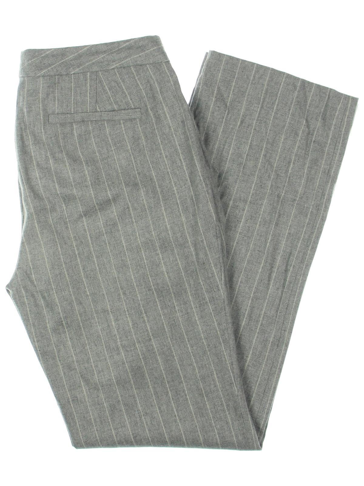 Ralph Lauren Women's Quartilla Wool Blend Striped Straight Leg Pants Gray Size 12