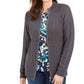 Karen Scott Women's Cable Knit Zip Front Sweater Charcoal Size Petite S
