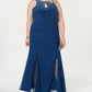 Morgan & Company Women's Trendy Studded Gown Blue Size 16W