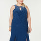Morgan & Company Women's Trendy Studded Gown Blue Size 16W