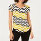 Alfani Women's Wave Print Top Yellow Multi Size Petite L