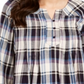 Style & Co Women's Plaid Split Neck Top Gray Multi  Size Medium